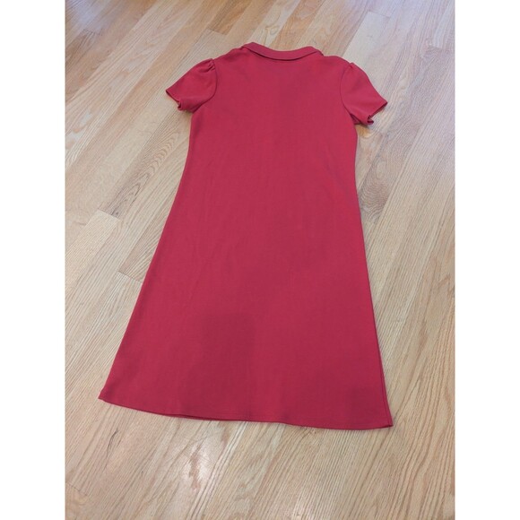 Lands End Collared Polo Dress Girls Red Ruffle Short Sleeve Girls 10 - Picture 4 of 4